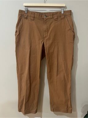 Duluth Trading Co Fire Hose Pants Mens 38x30 Fits 37x28 Brown Relaxed Heavy